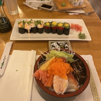 Osaka Japanese Restaurant - 3 roll dinner, 4 apollos, 4 tobiko with quail eggs, and a chirashi - Sushi Bars Near Me - Greenbelt, Maryland Osaka Japanese Restaurant - 3 roll dinner, 4 apollos, 4 tobiko with quail eggs, and a chirashi - Sushi Bars Near Me - Greenbelt, Maryland
