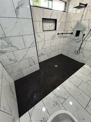 Full bathroom remodels, and expansion’s. - Full bathroom remodels one is a bathroom expansion from 5 by 13 to 9 by 13 with new installed windows with quartz. Reinforced ADA grab bars with 2x8’s,installed new mixing valves running pex A plumbing,dens shield tile backer with an additional layer of a moisture barrier membrane just to give it that extra protection from beginning to end we can transform your bathroom into your vision.