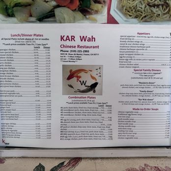 Kar Wah Restaurants - Full Menu - Chinese Near Me - Fresno, California