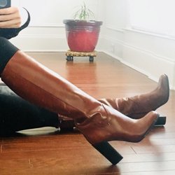 AJ's Shoe Clinic - The circumference of these boots were way too big for my calves. AJ's Shoe Clinic took the shaft in making them perfectly snug.