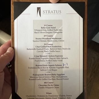 Stratus - Dinner menu for event - Canadian (New) Near Me - Toronto, Ontario