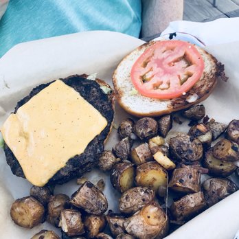 The Deck - Burger with hash - New American Near Me - Tybee Island, Georgia The Deck - Burger with hash - New American Near Me - Tybee Island, Georgia