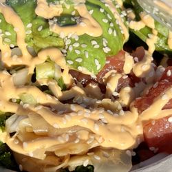 Shucks Oyster Company - Poke bowl with ahi tuna and extra avocado