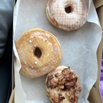 Oliboli Donuts - Top to bottom: original glazed, banana, Maple Bacon - Donuts Near Me - Tustin, California Oliboli Donuts - Top to bottom: original glazed, banana, Maple Bacon - Donuts Near Me - Tustin, California