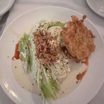 Park Cafe - Half of a wedge salad with a fried green tomato - New American Near Me - Nashville, Tennessee