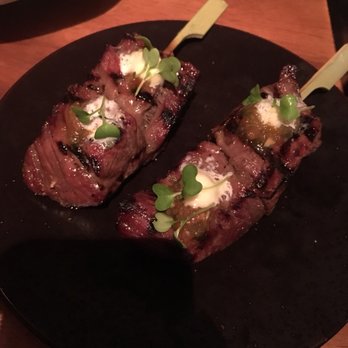 Ruka - Wagyu skewer ($16). Juicy and delicious ribeye but a bit salty - Sushi Bars Near Me - Boston, Massachusetts Ruka - Wagyu skewer ($16). Juicy and delicious ribeye but a bit salty - Sushi Bars Near Me - Boston, Massachusetts