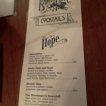 The Rabbit Box - Hope Menu - Cocktail Bars Near Me - Seattle, Washington The Rabbit Box - Hope Menu - Cocktail Bars Near Me - Seattle, Washington