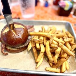 Polly's Pies - From the Octoberfest menu Pretzel Burger