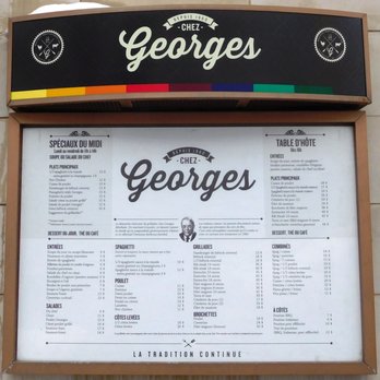 Chez Georges - Menu affiché sur la rue Racine - Canadian (New) Near Me - Chicoutimi, Quebec