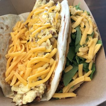 Cruzteca Mexican Kitchen - Bacon Egg, Cheese taco and ground beef taco - Breakfast & Brunch Near Me - Austin, Texas