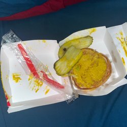 Freddy's Frozen Custard & Steakburgers - I ate the bottom half because I hate wasting food, but the top bun was saturated in mustard