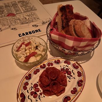 Carbone - Complimentary appetizers and bread - Italian Near Me - Las Vegas, Nevada Carbone - Complimentary appetizers and bread - Italian Near Me - Las Vegas, Nevada