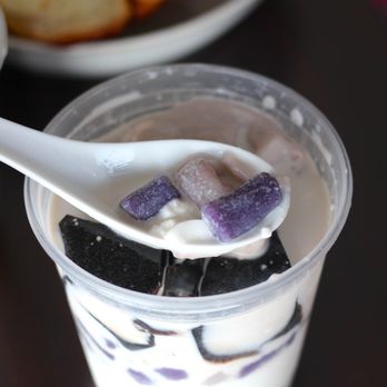 Moment - Taro Ball Coconut Jelly 芋圆椰子冻 ($7.50) - coconut jelly with taro balls, taro paste, and grass jelly. Delicious! - Bakeries Near Me - Champaign, Illinois