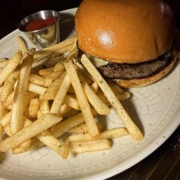 Wagu burger and fries Wagu burger and fries