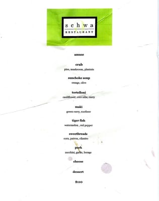Menu photo 8 Schwa Chicago, IL