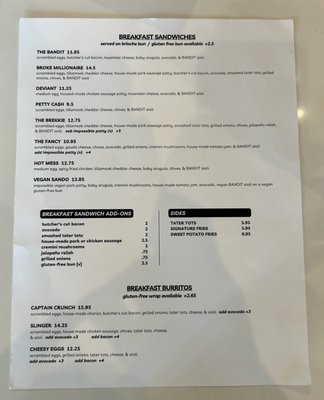 Menu photo 1 Bandit Dolores San Francisco, CA
