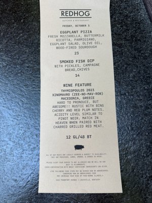 Menu photo 2 Red Hog Restaurant Louisville, KY Menu photo 2 Red Hog Restaurant Louisville, KY