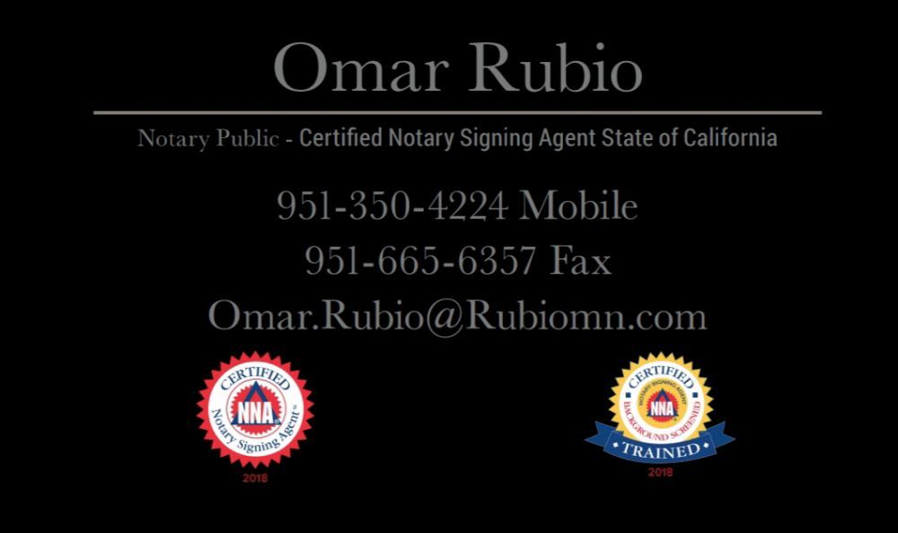 RUBIO MOBILE NOTARY San Jacinto, California Notaries Phone Number