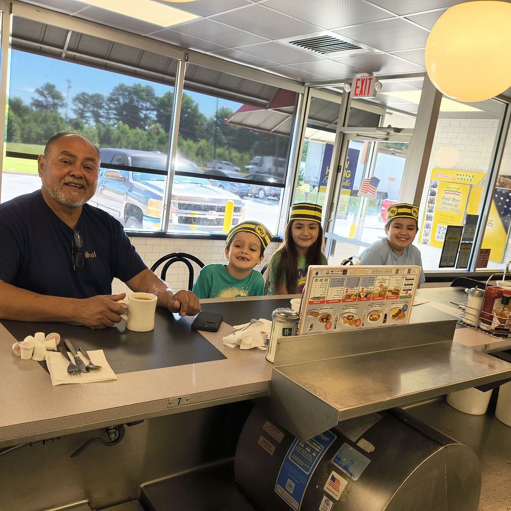 Waffle House - Weekly customer and his grandkids from another state came by to visit before the plane ride home. - Diners Near Me - Gainesville, Georgia Waffle House - Weekly customer and his grandkids from another state came by to visit before the plane ride home. - Diners Near Me - Gainesville, Georgia