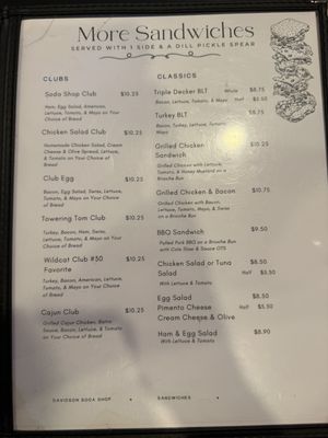 Menu photo 1 The Soda Shop Davidson, NC Menu photo 1 The Soda Shop Davidson, NC