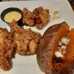 Chicken tenders w/a huge baked sweet potato. A++