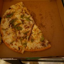 Papa Johns Pizza - What everyone refused to even attempt to eat of a thin crust philly cheesesteak pizza.