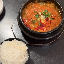 Spicy seafood tofu stew "Soontofu Jjigae" (해물순두부)