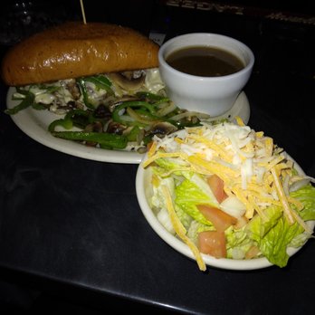 Hero’s Junction - Frenh Dip (veggies and cheese added), sautéed vegetables, side salad - Bars Near Me - Rocky Mount, Missouri Hero’s Junction - Frenh Dip (veggies and cheese added), sautéed vegetables, side salad - Bars Near Me - Rocky Mount, Missouri
