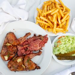 Achoura Deli - Our chicken (rock cornish hen) is marinated, smoked, grilled and finished on a pan. Really tender and flavourful!