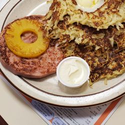 Uncle Bill's Pancake House - Hawaiian Ham and Pineapple with Potato Pancakes