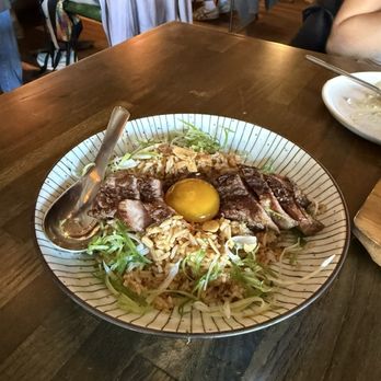 Khao Tiew - fried rice with steak and soy marinated egg - Thai Near Me - San Francisco, California Khao Tiew - fried rice with steak and soy marinated egg - Thai Near Me - San Francisco, California