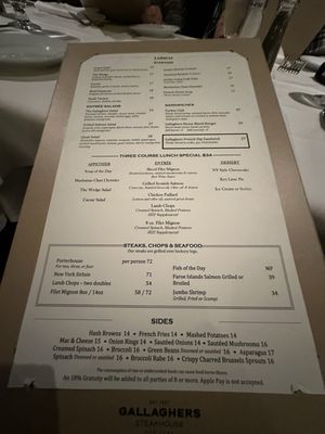 Menu photo 7 Gallaghers Steakhouse New York, NY