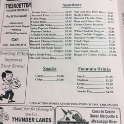 Thunder Lanes - Appetizer Menu