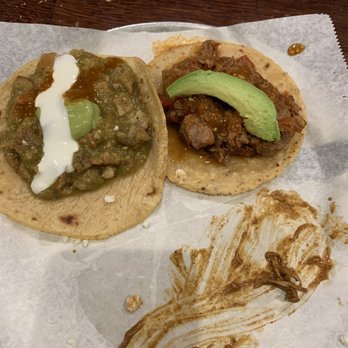 Guisados - Chuleta en Chile Verde and Bistek que n Salsa Roja. Missing from the pic is the Mole Poblano. - Tacos Near Me - Burbank, California