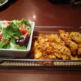 The cool ranch Dorritos covered chicken fingers.... And side garden salad