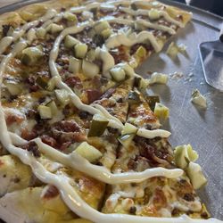 Frank & Marty's Pizza - My half eaten cheeseburger pizza. So good!!!!