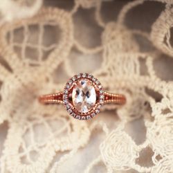 Betty White Jewelers - Pink is in! We love this Morganite and Rose Gold ring with diamond and beaded accents.