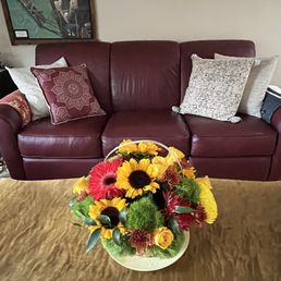 A beautiful basket of flowers arrived this morning. Thank you.