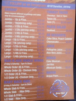 Menu photo 2 Lanette's Shrimp House Highland Park, MI