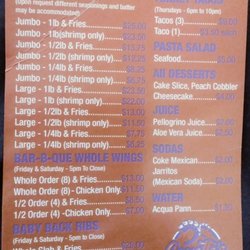 Lanette's Shrimp House - Menu-side 2