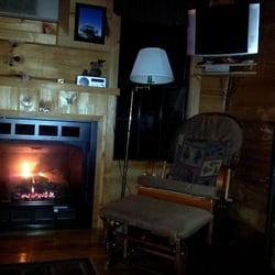 Briar Rose Farm - View from the Knob Cabin living room, enjoying the fireplace