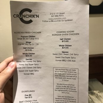 Crunchik'n - Menu - Korean Near Me - Philadelphia, Pennsylvania