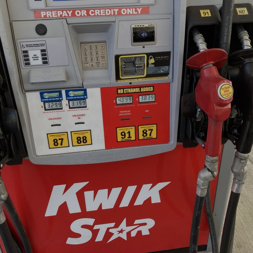 Kwik Star - Gasoline choices at the pump with it with out booze - Gas Stations Near Me - Toledo, Iowa
