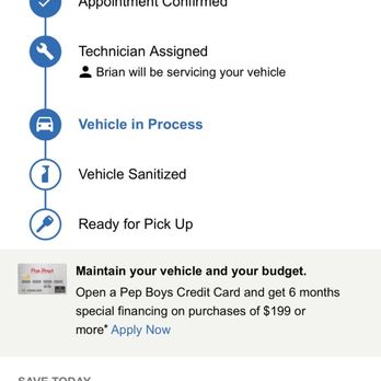 Pep Boys - Says it's ready for pickup but they haven't even began the work - Auto Repair Near Me - Allison Park, Pennsylvania Pep Boys - Says it's ready for pickup but they haven't even began the work - Auto Repair Near Me - Allison Park, Pennsylvania