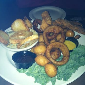 BrickStone Brewery - Sampler: Beer battered mushrooms, onion rings, chicken tenders, buffalo rolls and spinach dip - New American Near Me - Bourbonnais, Illinois BrickStone Brewery - Sampler: Beer battered mushrooms, onion rings, chicken tenders, buffalo rolls and spinach dip - New American Near Me - Bourbonnais, Illinois