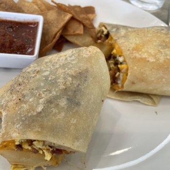 Cafe Topes - Stuffed burrito with egg, bacon, home fries! Salsa was delicious!! - Coffee & Tea Near Me - Carlsbad, California Cafe Topes - Stuffed burrito with egg, bacon, home fries! Salsa was delicious!! - Coffee & Tea Near Me - Carlsbad, California