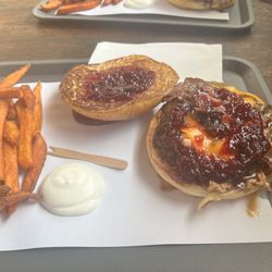 Graveyard Burger Guys - It might not look like much, but this "PBJ Burger" was amazing.
