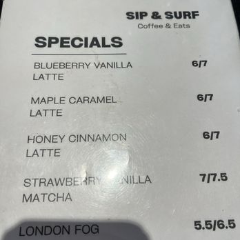 Sip & Surf Coffee - Menu - Coffee & Tea Near Me - Flagler Beach, Florida