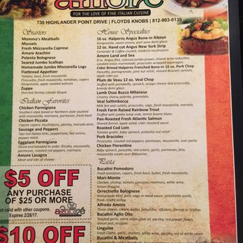 Amore Fine Italian Ristorante - Menu from local ad - Italian Near Me - Floyds Knobs, Indiana Amore Fine Italian Ristorante - Menu from local ad - Italian Near Me - Floyds Knobs, Indiana