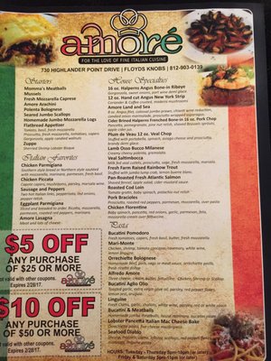 Menu photo 7 Amore Fine Italian Ristorante Floyds Knobs, IN